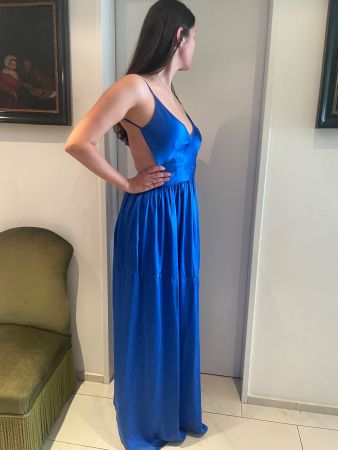 Langes Abend-/Cocktailkleid in blau Aus Seide
