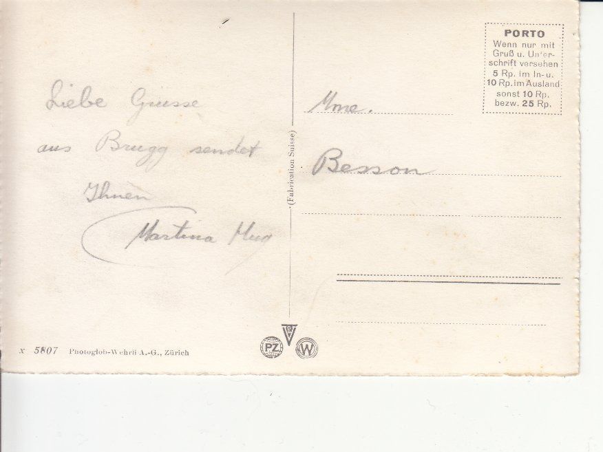 Ansichtskarten: Brugg ca. 1945 – Gebraucht aus Bürglen TG von StampGraf 1