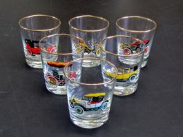 6 Whiskygläser - Scotch Gläser - Oldtimer - Goldrand