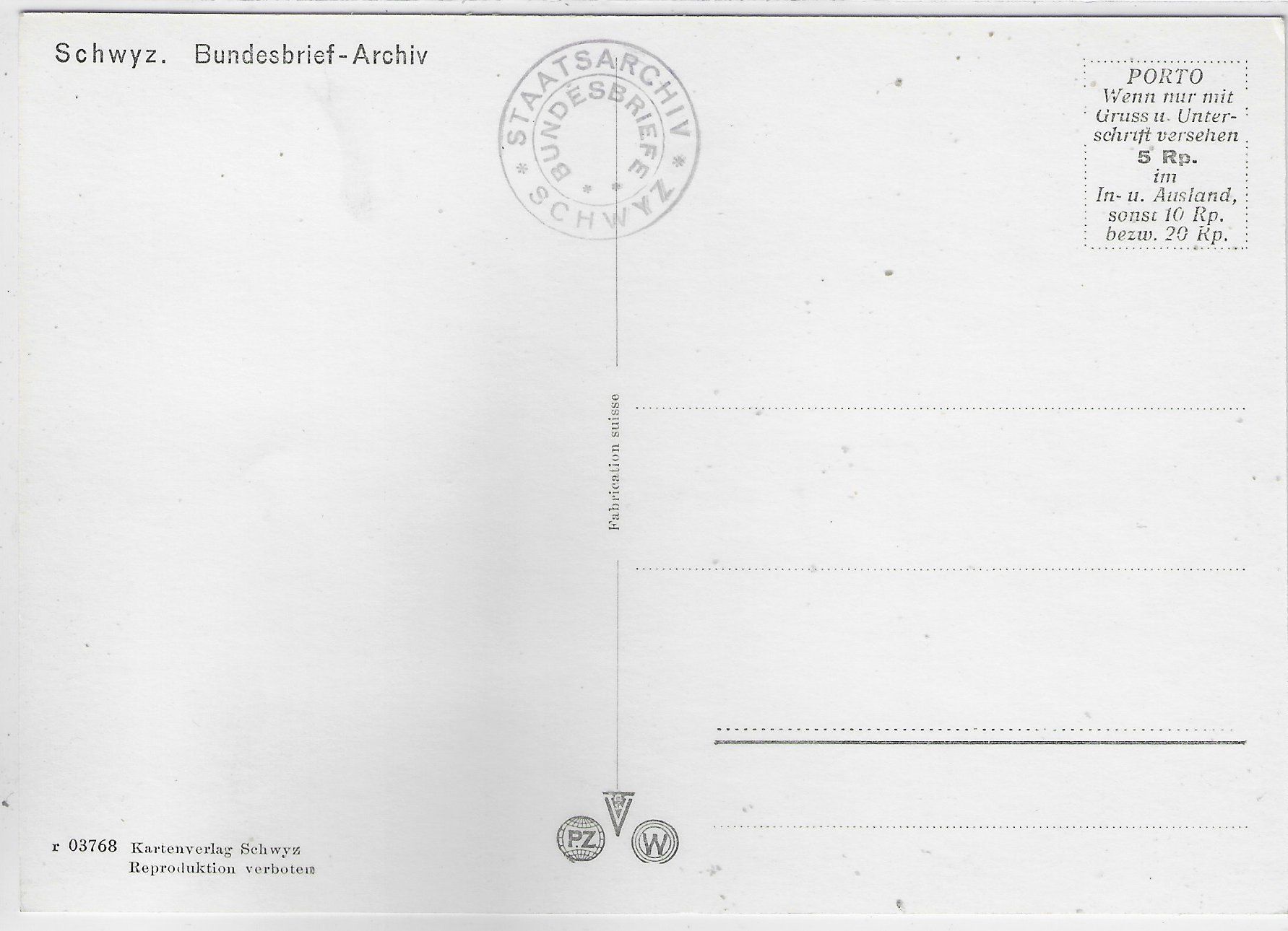 Cartoline postali: Schwyz - Bundesbrief-Archiv – Usato da Ettingen venduto da Kartenplanet 1