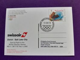 FlugPostkarte "Winter Olympic Games" ZH-Salt Lake City 2002