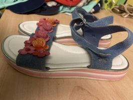 Esprit Sandale Gr. 35, Denim mit Blumen - Top Zustand!