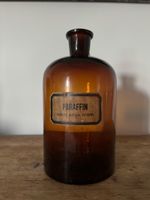 Vintage braune Apothekerflasche "Paraffin" mit Stöpsel
