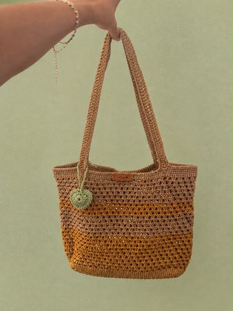 Gehäkelte Tasche handgemacht Naturfarben neu