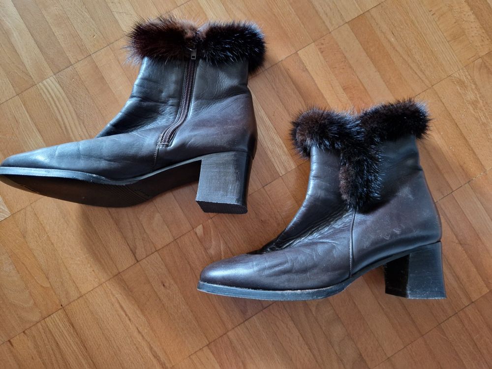Bottines brunes cuir & fourrure (Neuf avec emballage d'origine) à Pully ...