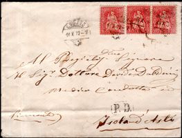 BELEG VON LUGANO NACH ISOLA D'ASTI 1872 - EE3
