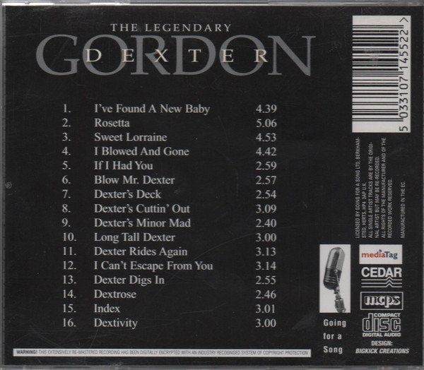 CDs: Dexter Gordon [Cedar] Harry "Sweets" Edison, Johnny Miller, – D'occasion à Unterbäch par boolic 1