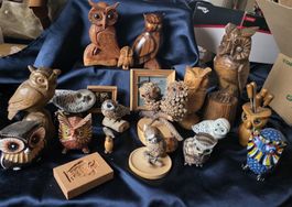 Eulefiguren allerlei alles aus Holz 21stk.siehe Foto 