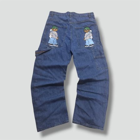 Japanese streetwear embroidered baggy jeans vintage