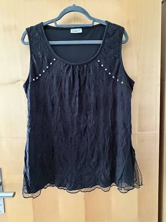 Sommer Top / Bluse mit Ziernieten & Tüllbesatz – Gr.44