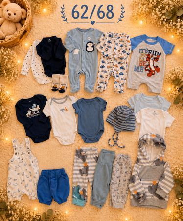 Babykleider-Set blau, Grösse 62/68  Top Zustand!