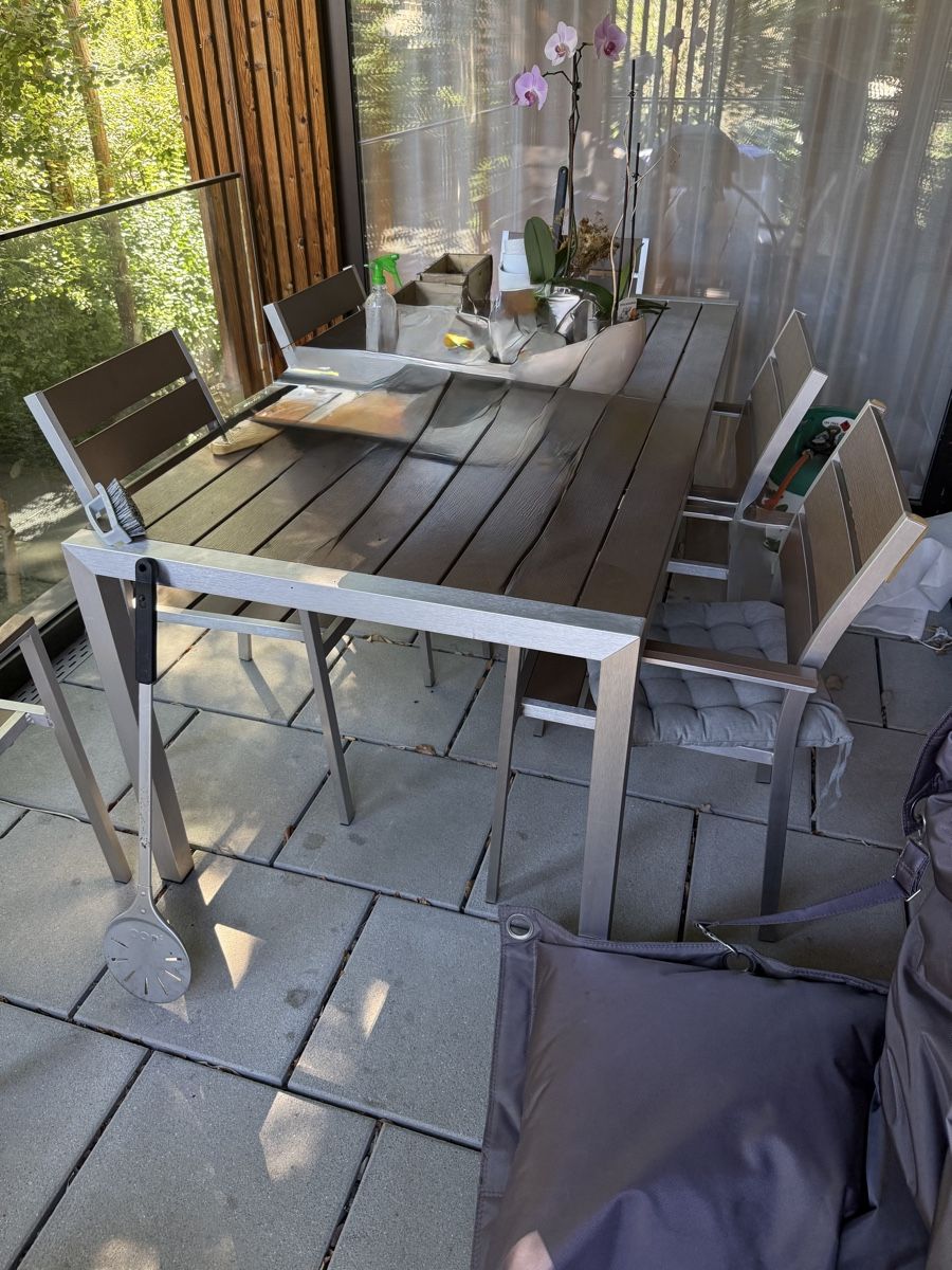 Beliani Tischset: Outdoor dining set with table and six chairs, modern design – Gebraucht aus Zürich von jer_92rr