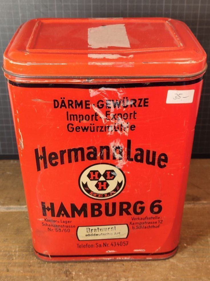 Dosen: Wunderschöne antike Blechdose Herman Laue  Hamburg 6 – Gebraucht aus Gelterkinden von MYSTOREFORYOU4460