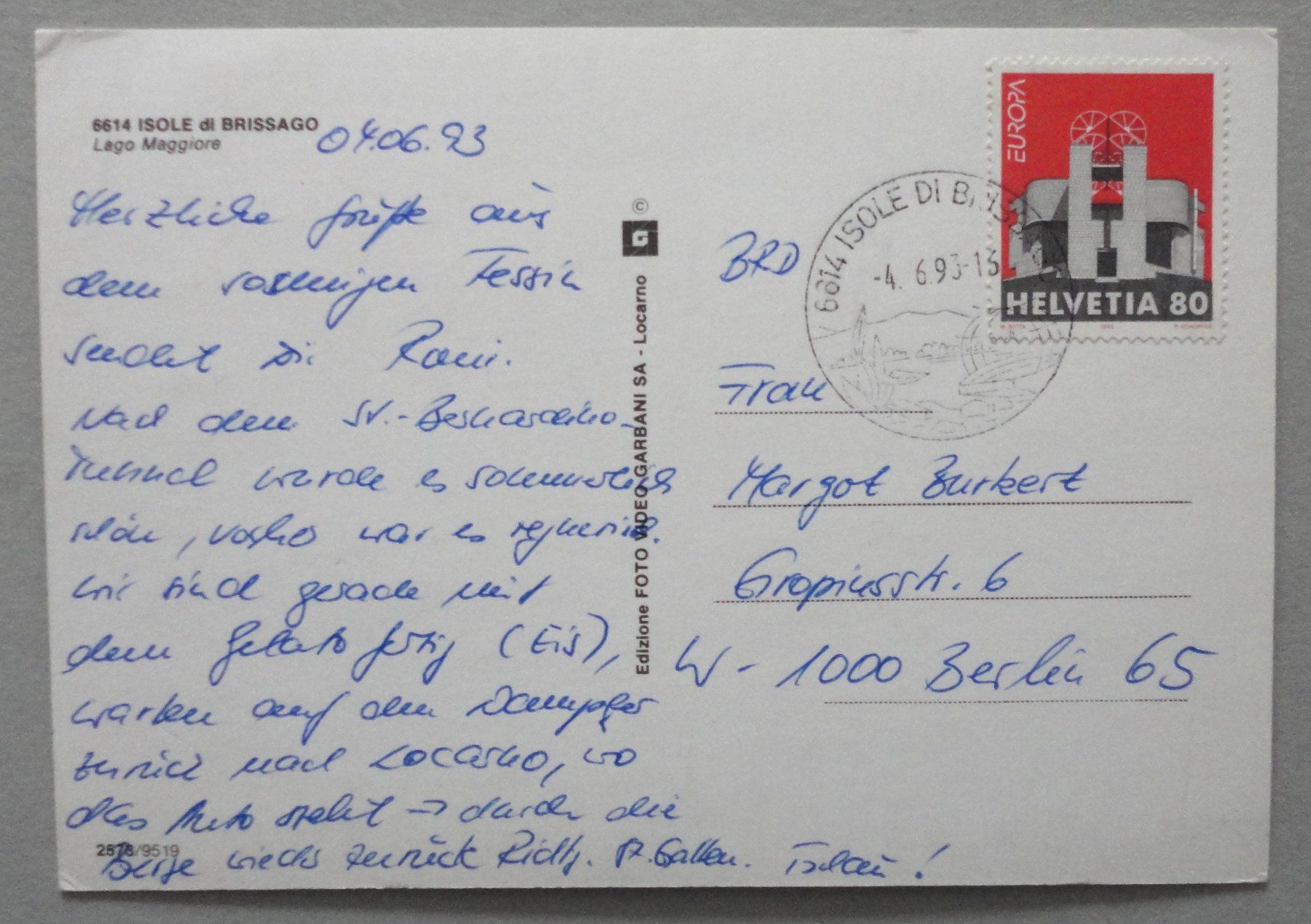 Cartoline postali: Isole di Brissago, Lago Maggiore – Usato da Fétigny venduto da Billy2miny 1