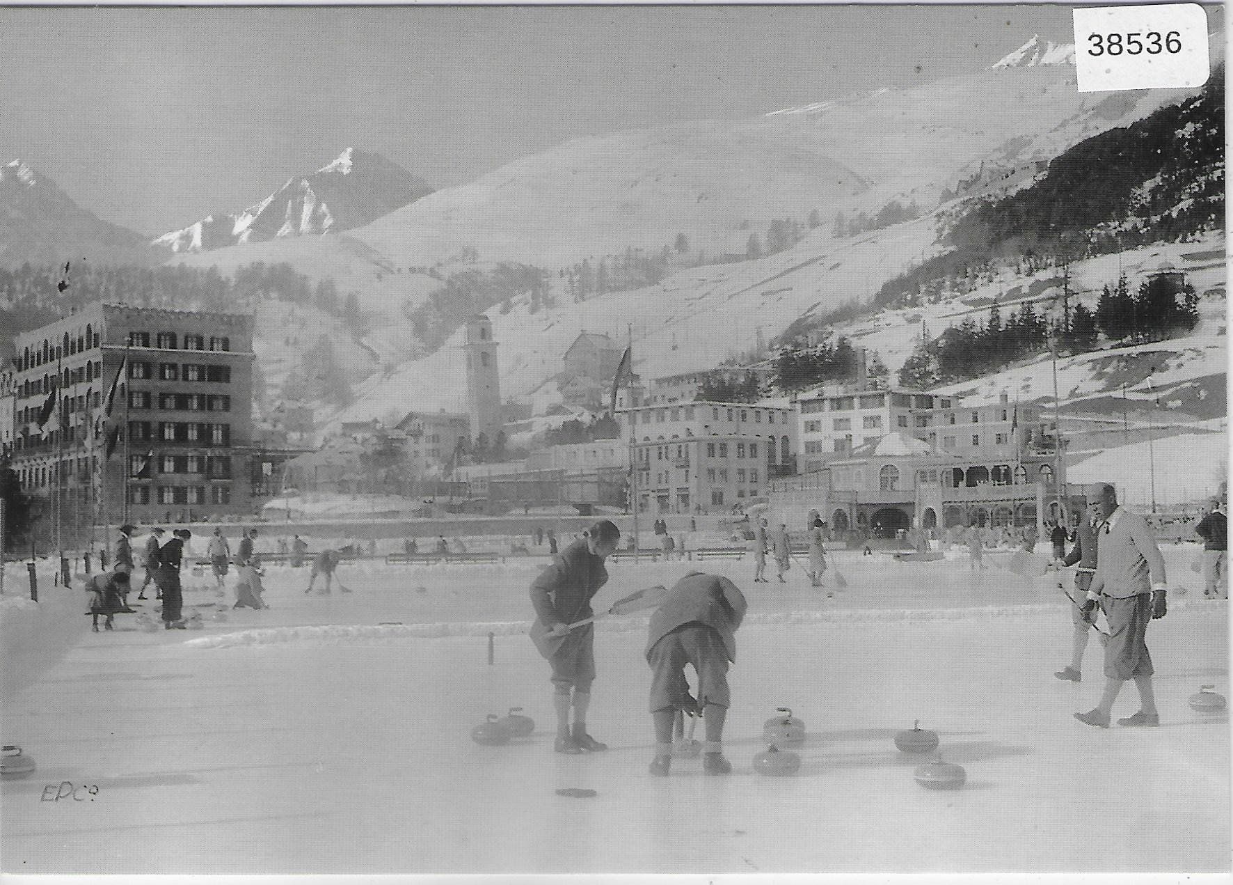 Ansichtskarten: St. Moritz - Curling - Repro – Gebraucht aus Ettingen von Kartenplanet