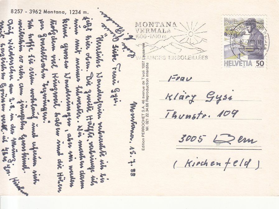 Cartoline postali: Montana 1988 – Usato da Bürglen TG venduto da StampGraf 1