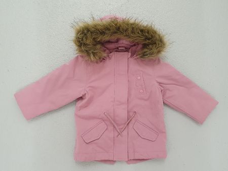 Winterparka Mädchen, Gr. 86 mit abnehmbarer Kunstfellkapuze