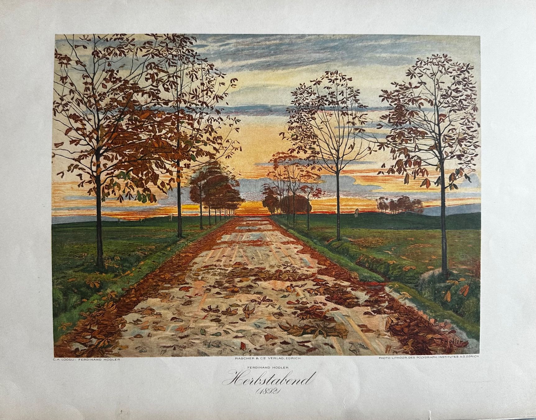 Arts picturaux & lithographies: Ferdinand HODLER "Herbstabend" – D'occasion à Grellingen par luxuskunst
