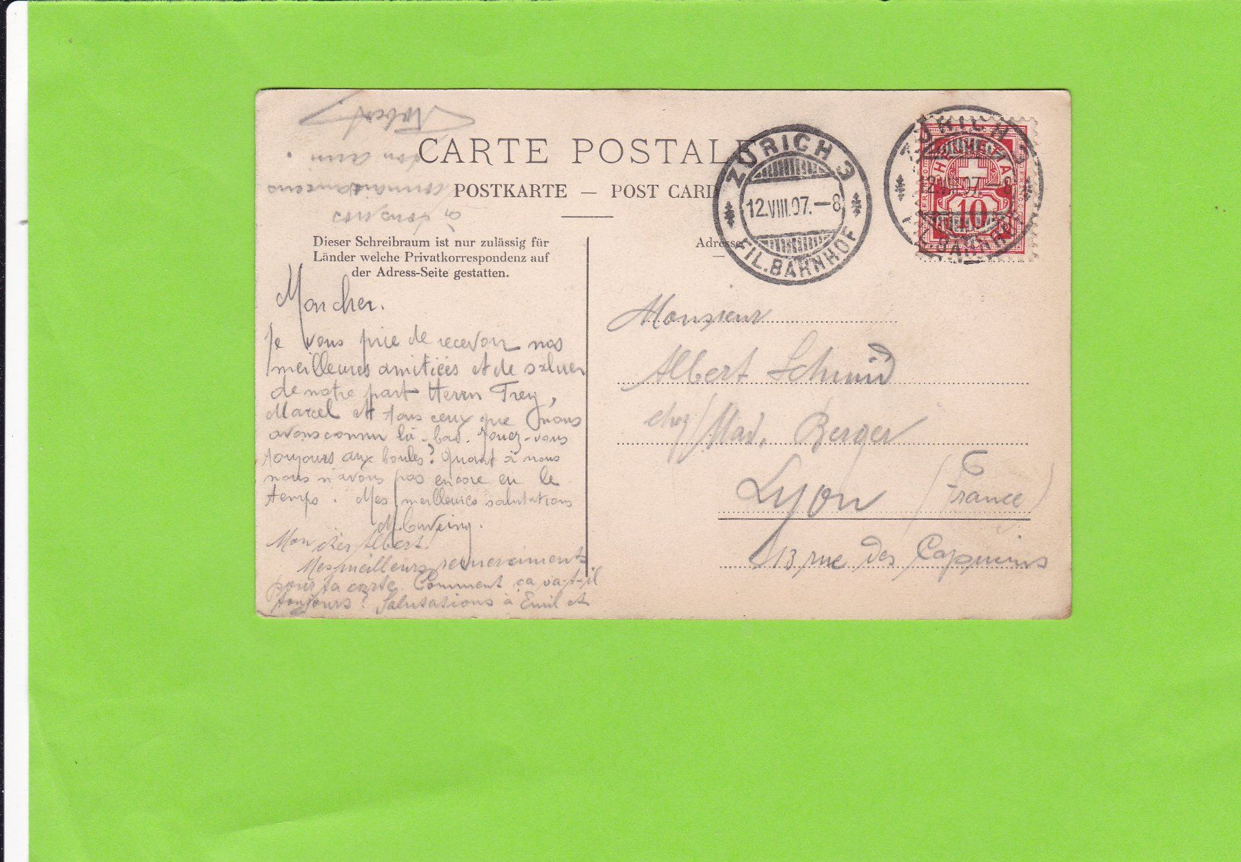 Cartoline postali: Zürich-Landesmuseum-Vestibule – Usato da St. Peterzell venduto da neckertal 1