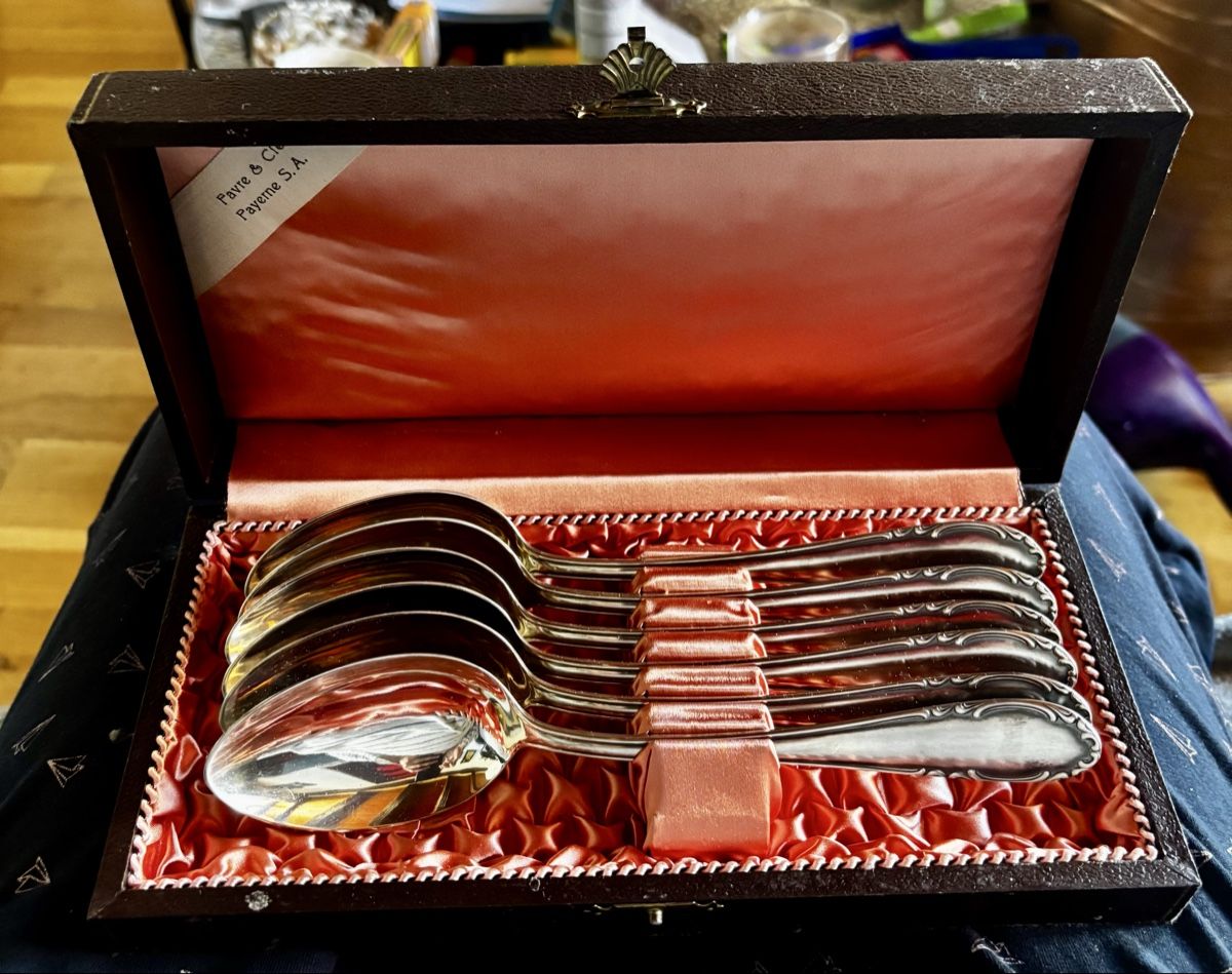 Cucchiai: Coffret ancien de 6 cuillères – Usato da Estavayer Le Lac venduto da sico1260