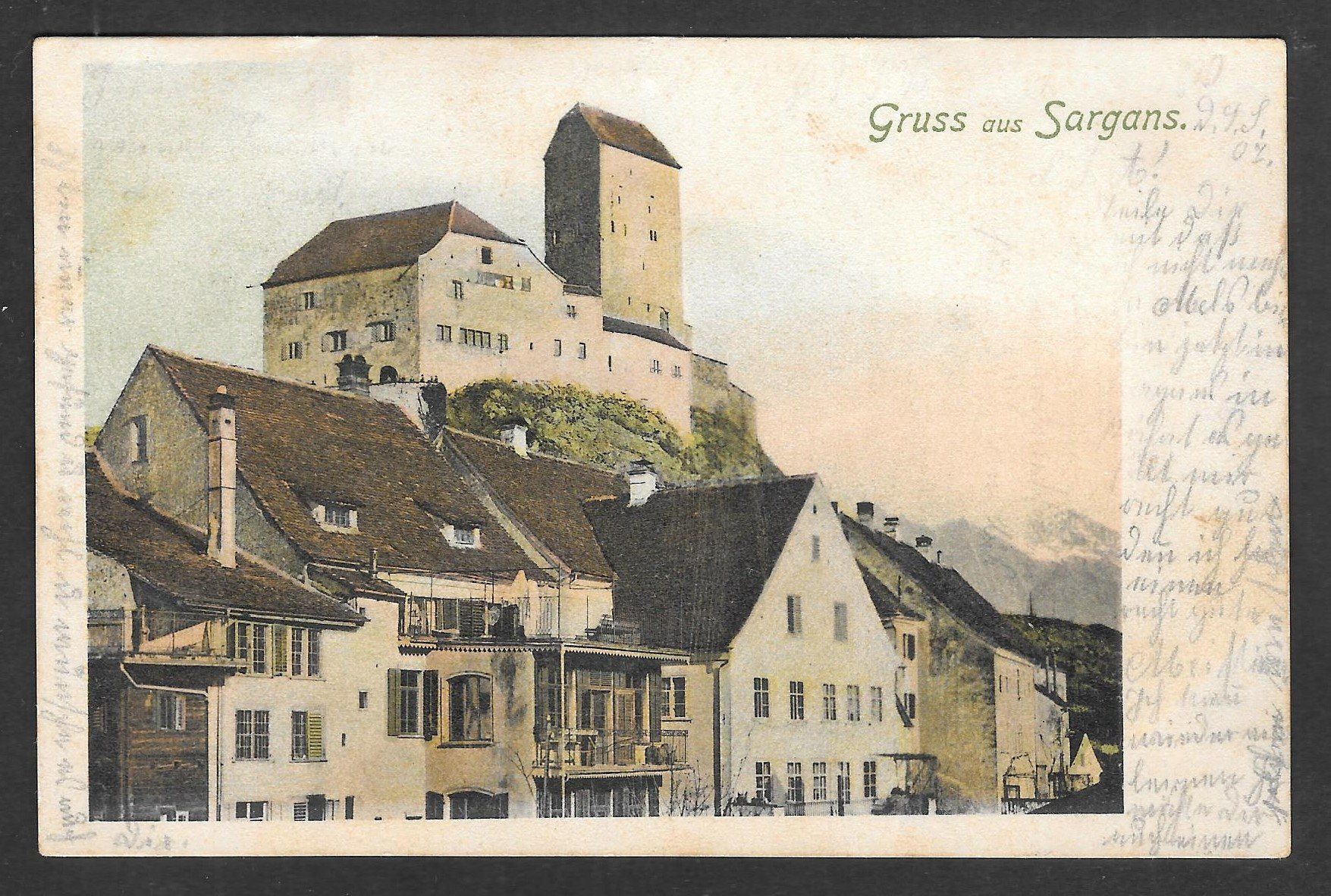 Cartoline postali: Sargans Teilansicht mit Schloss – Usato da Olten venduto da clotaldi