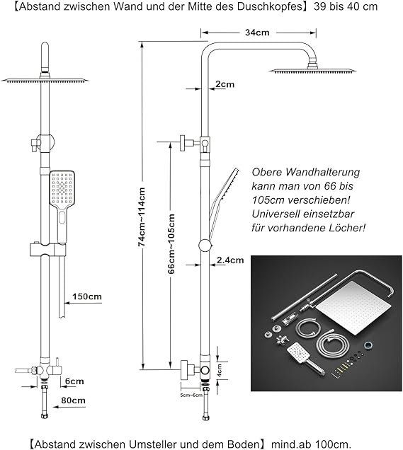 Soffioni doccia: Duschset Duschstangeset Duschsäuleset Duschsystem Duschkopf – Nuovo e nell'imballaggio originale da Herisau venduto da Serenco 5