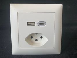 Feller Edizio DUE, UP, Kleinkombi USB / Typ 13 USB A & USB C
