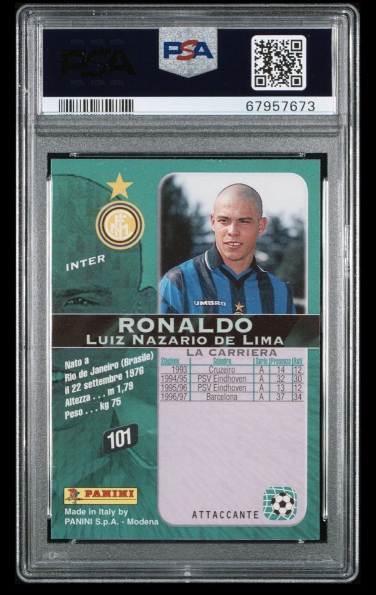 Panini Carte collezionabili: Panini 1997 Calcio Ronaldo PSA 9 – Usato da Birr venduto da stantheman1919 1