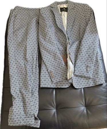 Etro Sakko Hose Grau Muster Grösse 42 / 44 Neu mit Etikett
