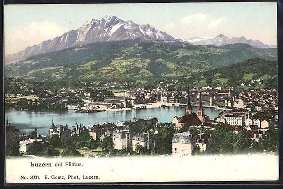 Cartoline postali: Luzern, Teilansicht mit Kirche und Pilat – Usato da Berlin venduto da bartko-reher
