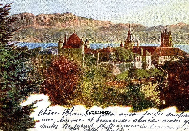 Cartoline postali: Lausanne - Château Litho + 1902 – Usato da Emmenbrücke venduto da teestube
