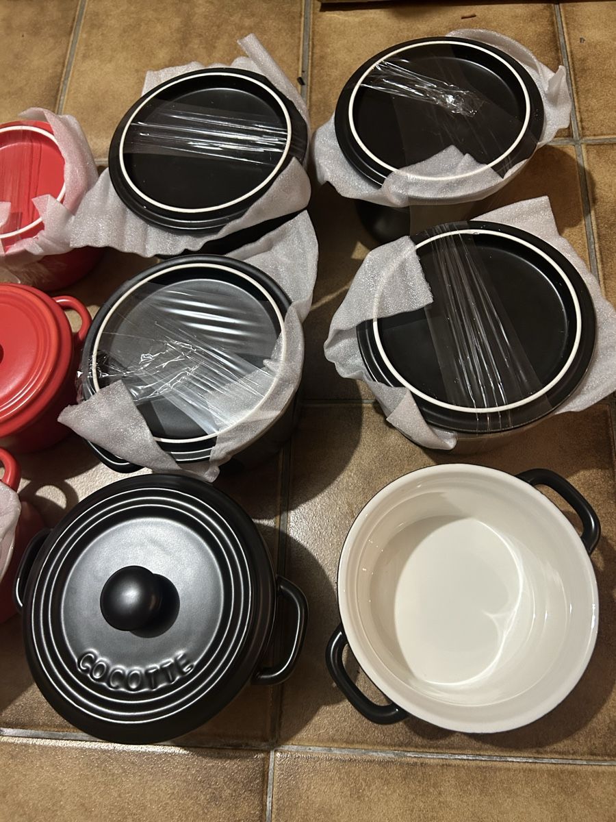 Set di piatti: Set de 6 mini-cocottes noires de service neuves – Nuovo e nell'imballaggio originale da Bellevue venduto da mz_GVA