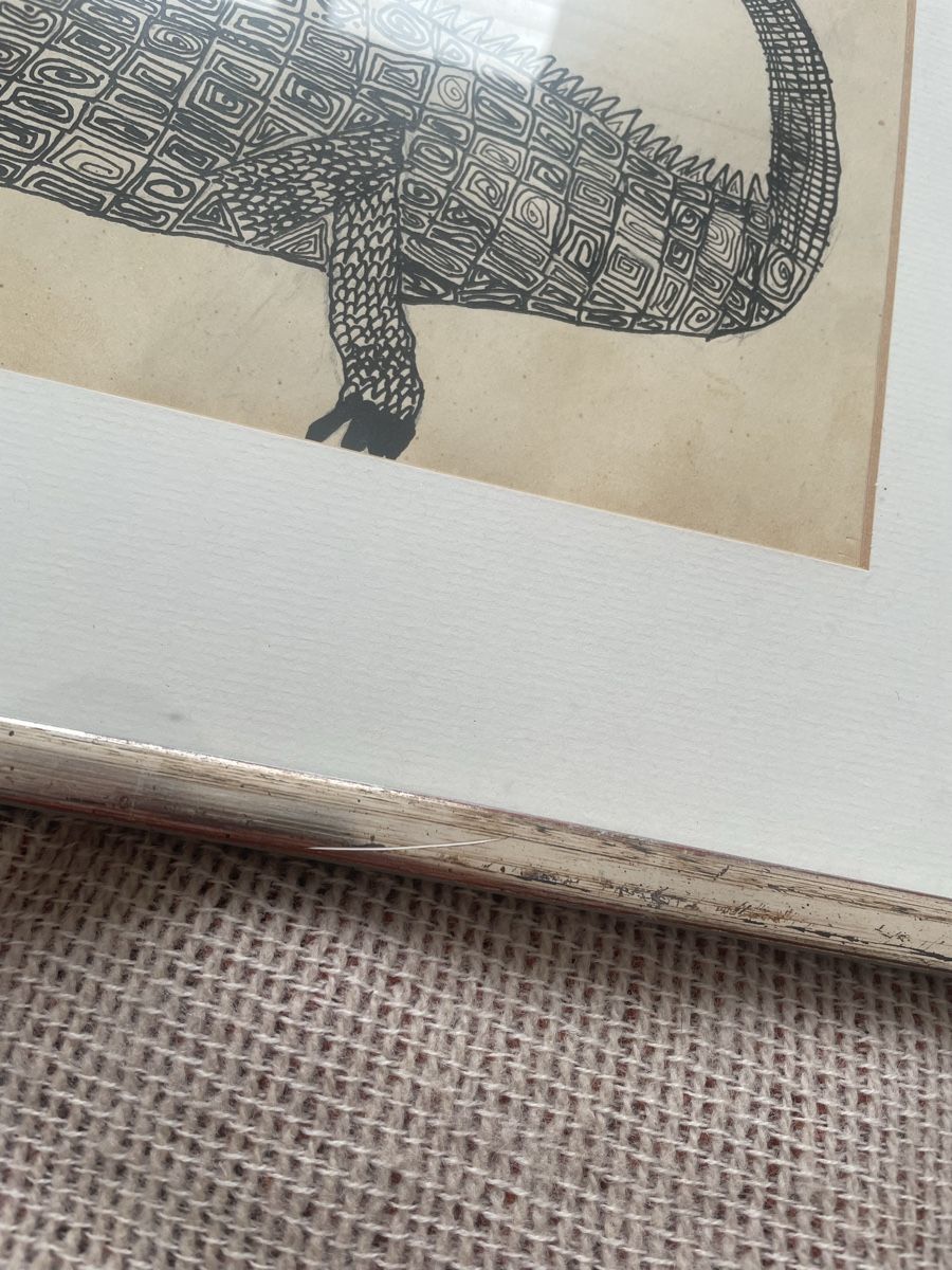 Dipinti: Art brut crocodile ink drawing framed  – Usato da Basel venduto da Amechan. 4