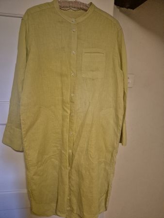 Robert Friedman Hemdblusekleid Gelb/Limette Leinen Grösse L,