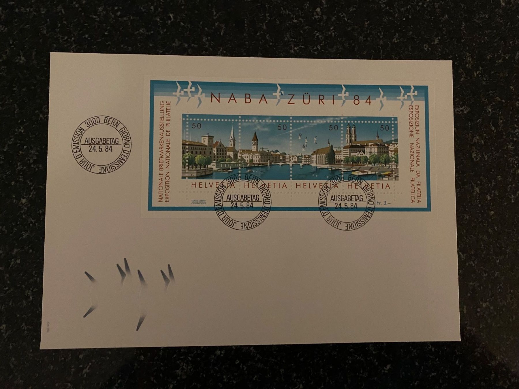 Tutti i francobolli: FDC 1984 "NABA Züri" – Usato da Bätterkinden venduto da Albera
