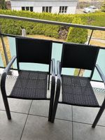 Gartenstuhl Rattansitz schwarz Metallgestell guter Zustand