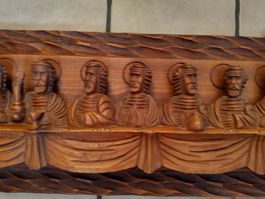 Holz Relief "Das letzte Abendmahl" Wandbild 122 cm Vintage