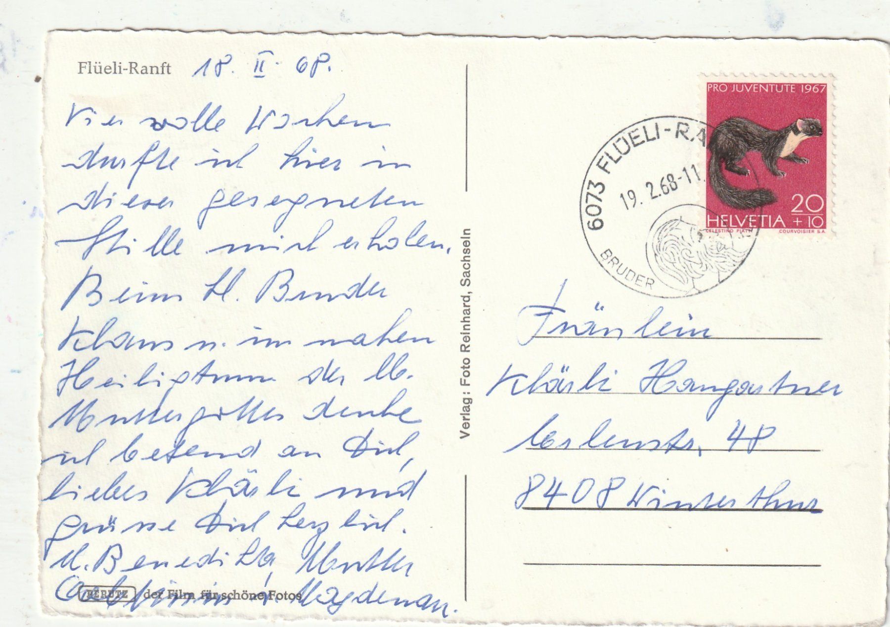 Cartoline postali: Flüeli Fanft um 1968 – Usato da Lumbrein venduto da made02 1