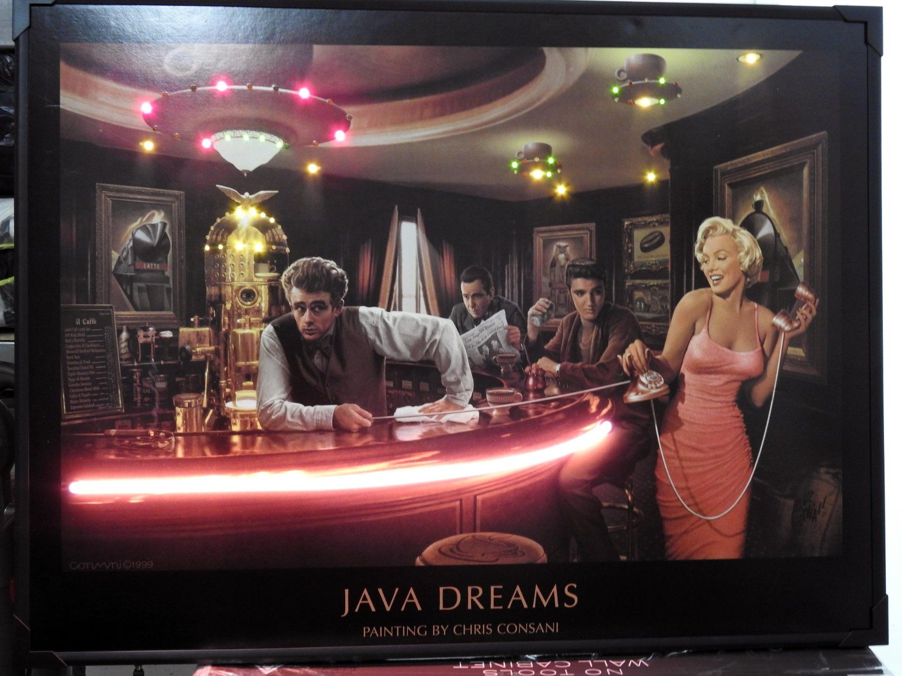 Poster & Bilder: Neon Leuchtbild Java Dreams - Elvis, Marilyn, Dean, Bogart – Gebraucht aus Zürich von  2