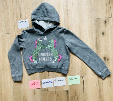 H&M Mädchen Pullover mit Einhorn-Motiv, Gr. 146/152