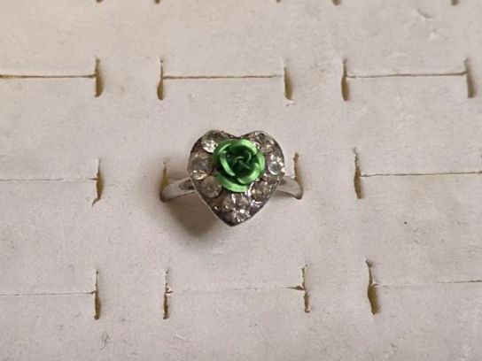 Anelli: Bague Argent Coeur Rose Verte, Taille Réglable – Nuovo (secondo la descrizione) da Territet venduto da Cenh 2