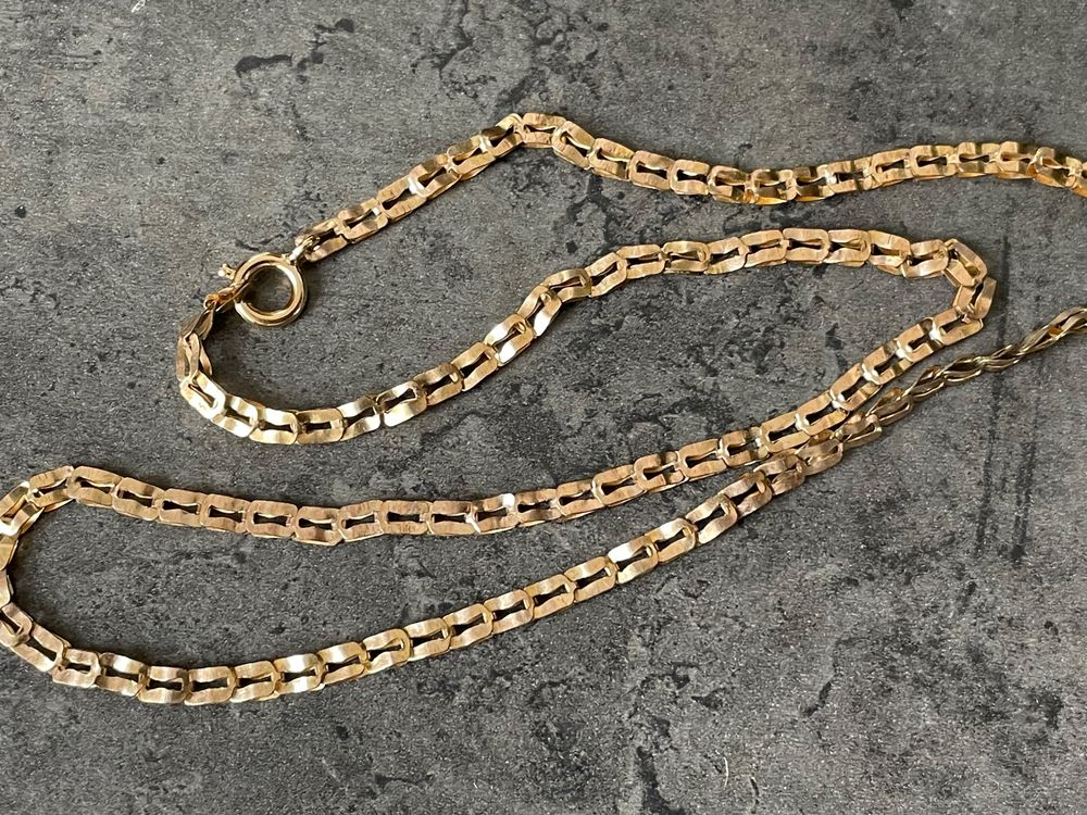 Or 18 K Collier Maille Art Nouveau Des Années 1930 - Plaqué Or 18k Avec Zirconium, Occasion Sautoir Long Or