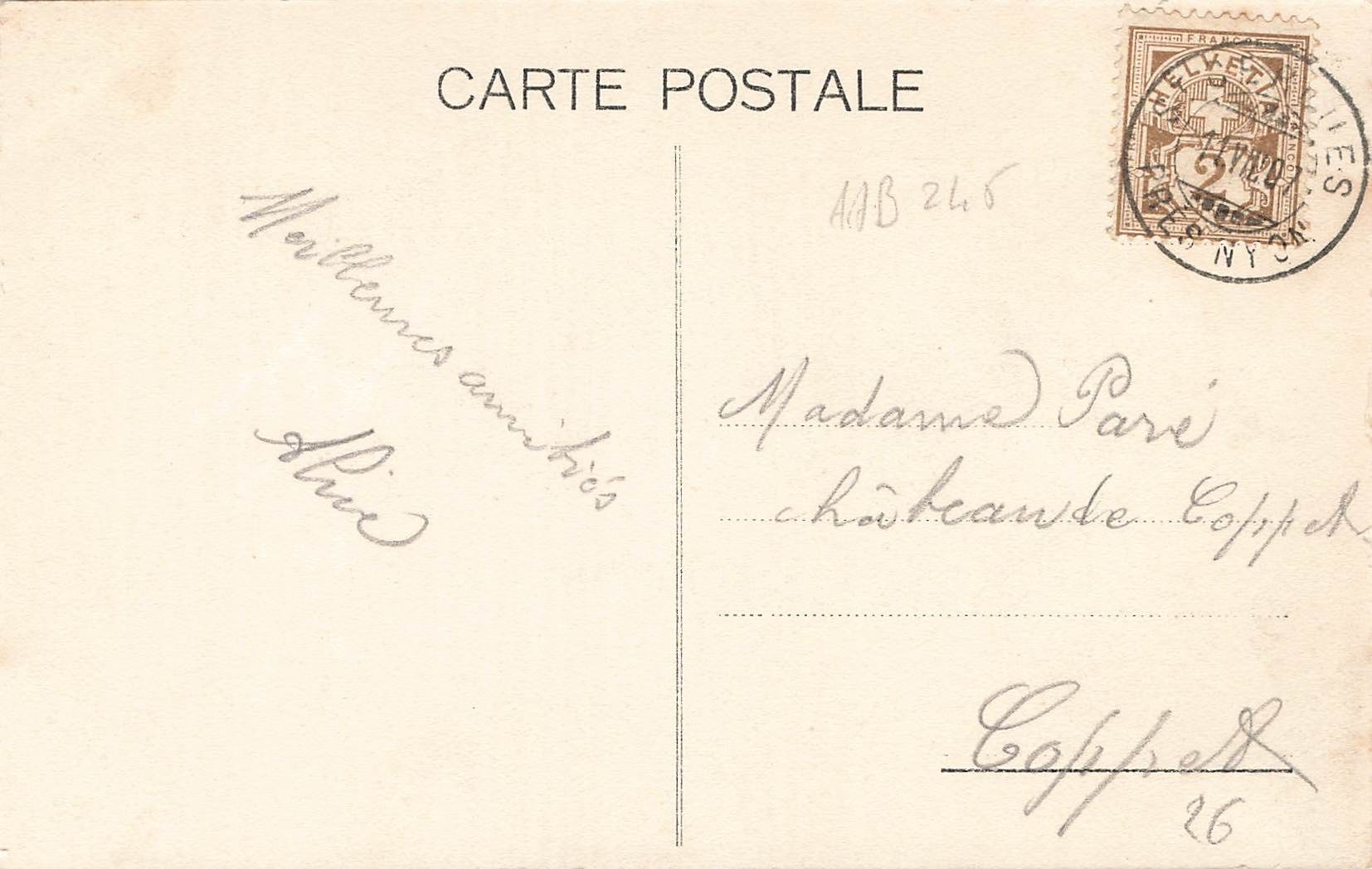Cartoline postali: Saint Cergue VD Chapelle Catholique mit Postkutsche – Usato da Biasca venduto da Blenio71 1
