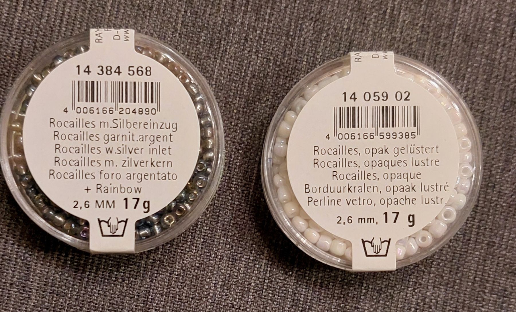 Perle (finte): 2 Döschen Perlen 2,6 mm, 17g – Nuovo e nell'imballaggio originale da Sargans venduto da blauberg 1
