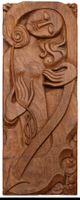 Schnitzarbeit Holzskulptur "Cellistin" F. Müller 101x40x80cm