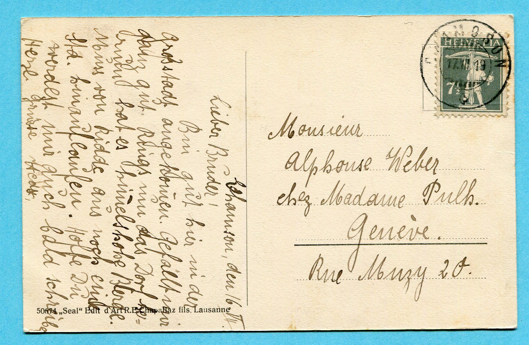 Cartoline postali: Chamoson 1919 – Usato da Opfikon venduto da Prophila 1