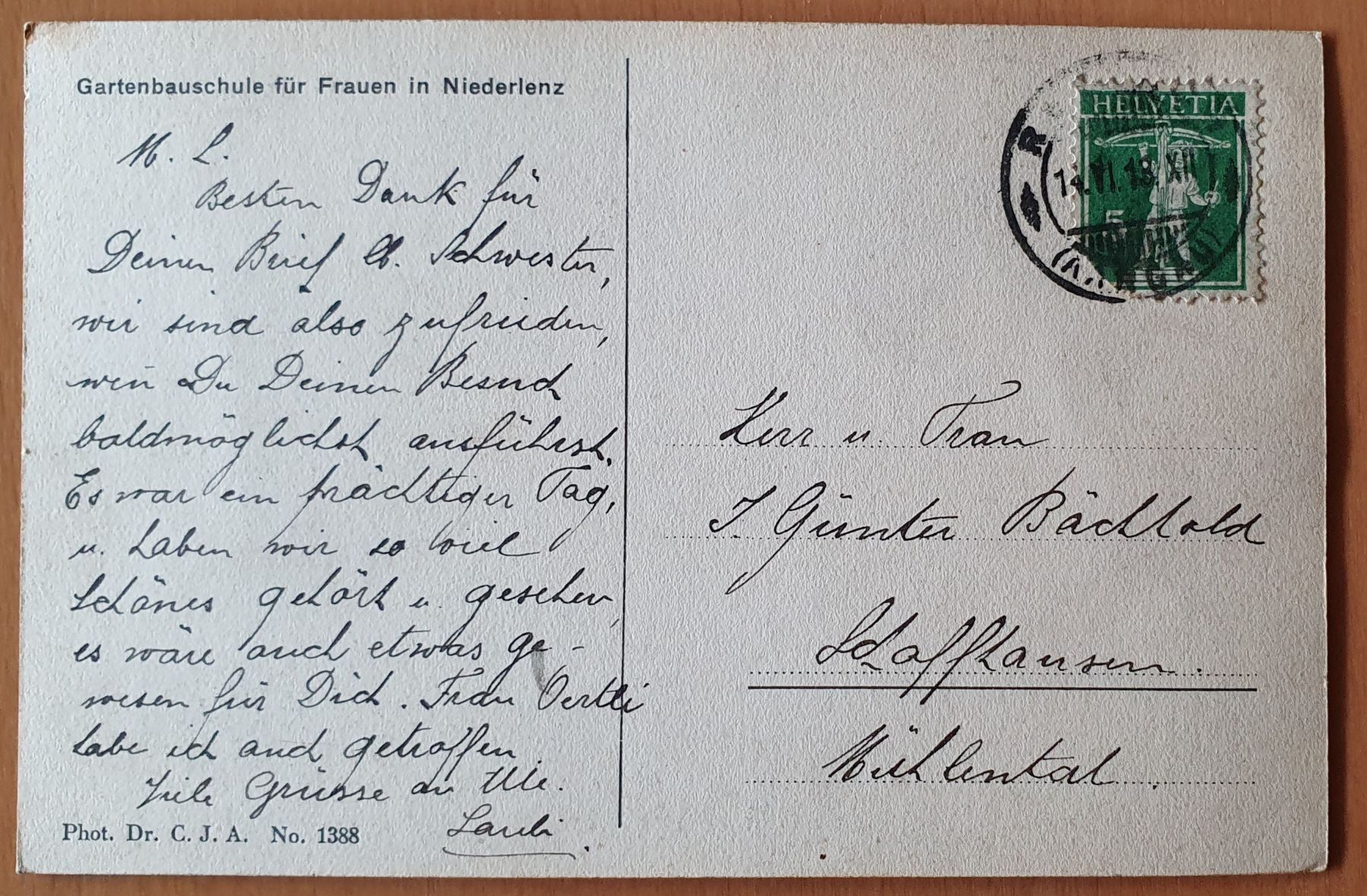 Ansichtskarten: Niederlenz - Frauen-Gartenbaumschule – Gebraucht aus Kreuzlingen von Rschweiz1 1