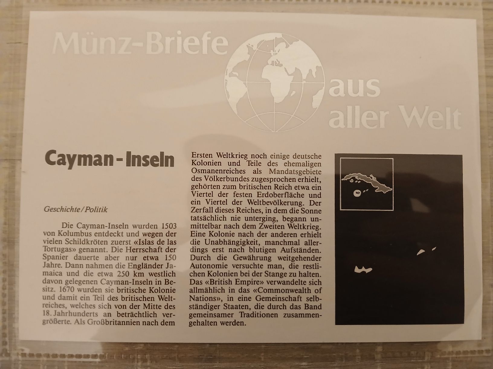 Tutti le monete: Cayman -  Inseln Münzenbrief – Nuovo e nell'imballaggio originale da Tägerig venduto da Gaet83 1