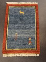 Orientteppich Gabbeh blau bunt 61x92 cm handgeknüpft
