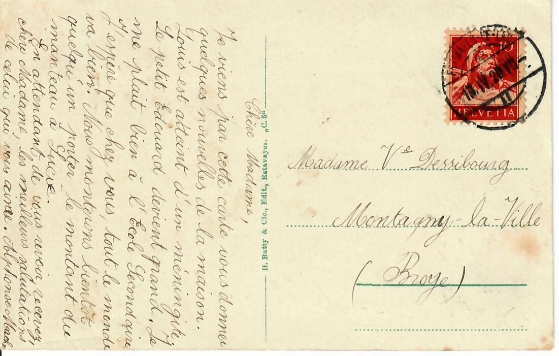 Ansichtskarten: Estavayer 1920 – Gebraucht aus Hochdorf von Ziegel-16 1